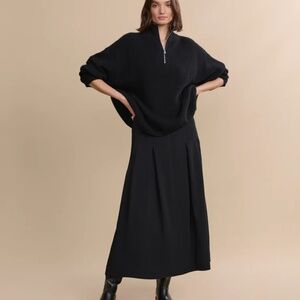 Jenni Kayne pure cashmere black half-zip sweater, size large